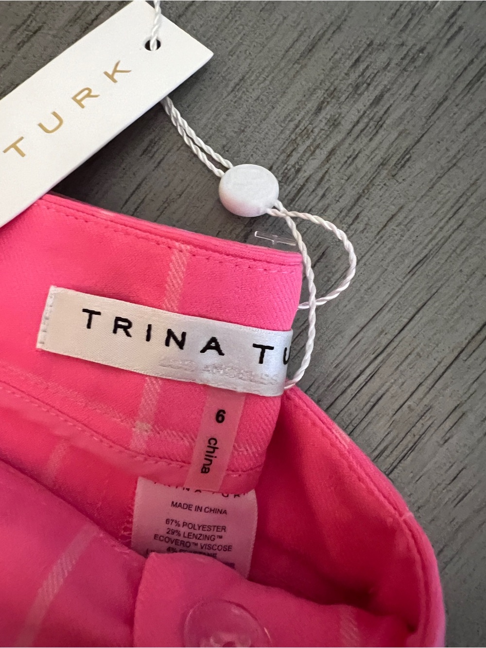 Trina Turk Pink Windowpane Boot-Cut Pants - Picture 6 of 7